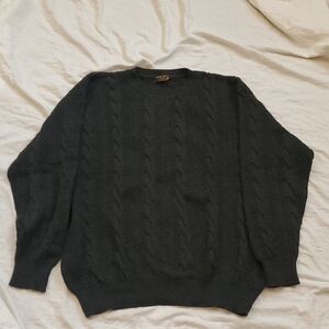 Brooks Brothers Mens Sweater Size XL Gray Cable Knit Merino Wool Sweater *read*